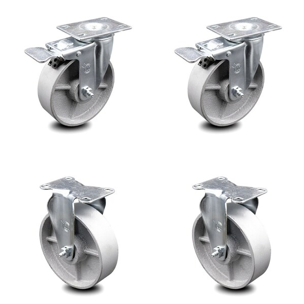 5 Inch Semi Steel Swivel Top Plate Caster Lock Brakes 2 Rigid SCC, 2PK